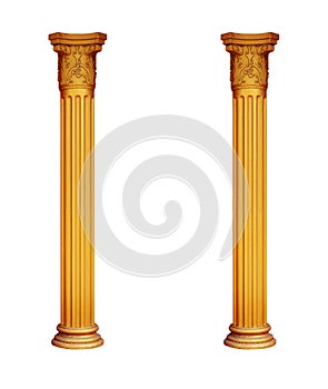 Gilded two columns isolated on white background