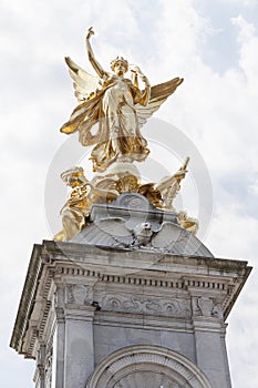 Gilded Winged Peace and Victory at the top of the Victoria Memorial, London, United Kingdom