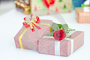 Gilf box and red rose