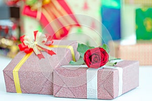 Gilf box and red rose