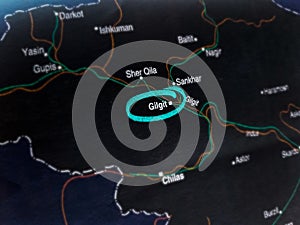gilgit area located on geographical location map on India