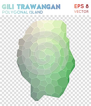 Gili Trawangan polygonal map, mosaic style island.