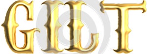 Gilt golden text , 3d rendering