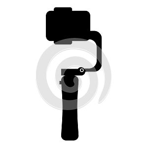 Gimbal mobile stabilizer for smartphone camera cell phone steady cam icon black color vector illustration image flat style