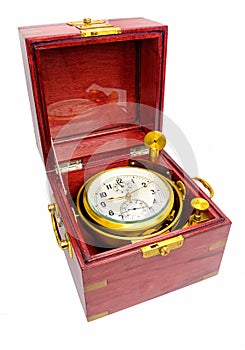 Gimbaled deck watch chronometer in original box.