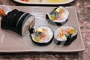 Gimbap Korean rice roll photo