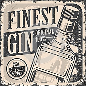 Gin bottle vintage flyer monochrome