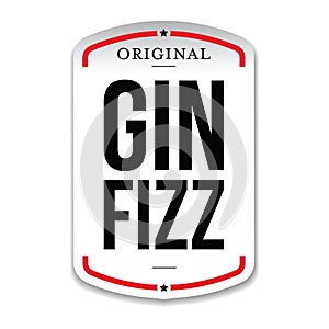 Gin Fizz coctail label sign label