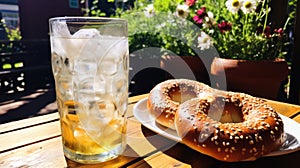 Gin And Tonic With Bagel A Serene Biedermeier Style Photo