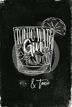 Gin tonic cocktail chalk