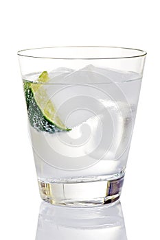 Gin And Tonic On Ice With Lime Wedge photo
