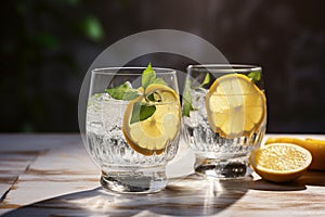 Gin and tonic perfection captured in two elegantly filled glasses