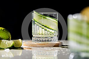 gin tonic with a slice of fresh cucumber