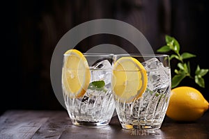 Gin and tonic symphony in a pair of chilled glasses