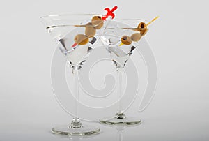 Gin with vermouth in a glass on a white background, classic