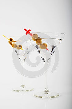 Gin with vermouth in a glass on a white background, classic