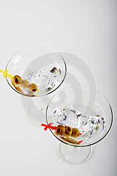 Gin with vermouth in a glass on a white background, classic