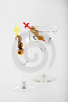 Gin with vermouth in a glass on a white background, classic