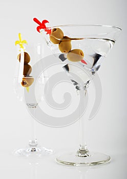 Gin with vermouth in a glass on a white background, classic