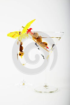 Gin with vermouth in a glass on a white background, classic