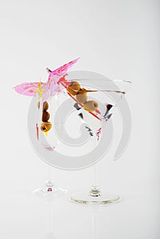 Gin with vermouth in a glass on a white background, classic