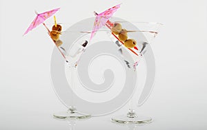 Gin with vermouth in a glass on a white background, classic