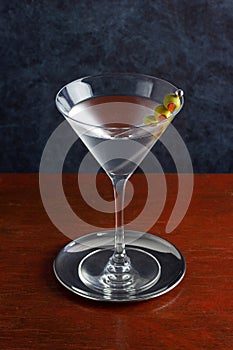 Gin or Vodka Martini with Olives in Martini Glass