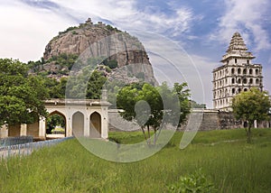 Gingee Fort with gate and women's quarter tower.