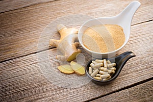 Ginger finely ground with powder capsule