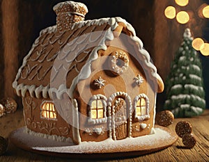 Ginger bread cookie house 3D render