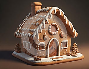 Ginger bread cookie house 3D render