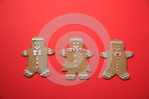 Ginger Bread Family on a Christmas Festive Background