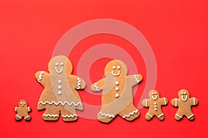 Ginger Bread Family on a Christmas Festive Background