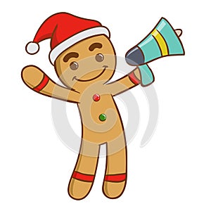 Ginger Bread Man Holding A Loud Speaker