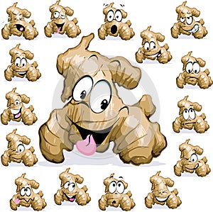 Ginger cartoon with funny face on white