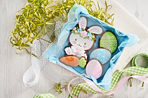 Ginger glazed cookies in box.