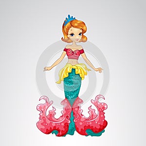 Ginger Haired Mermaid With Bright Red Fins