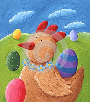 Ginger Hen and Easter Eggs