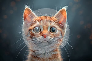 A ginger kitten with big eyes in the style of the digital art.