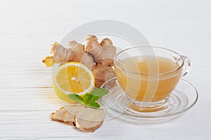 Ginger and lemon fresh cocktail,