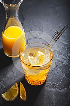 Ginger and lemon refreshing lemonade or cocktail, immunotherapy drink