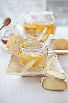Ginger lemon tea and honey