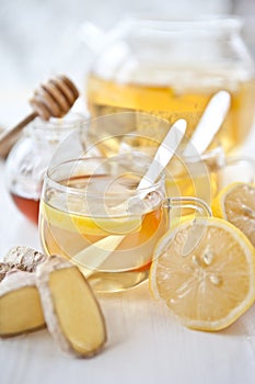 Ginger lemon tea and honey