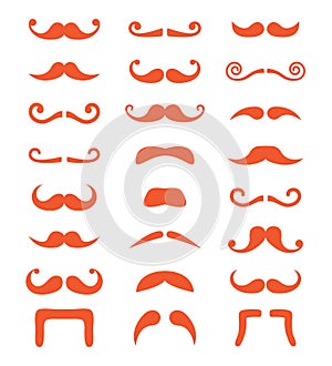 Ginger moustache or mustache icons set