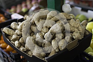 Ginger in open air market in Italy