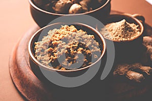 Ginger paste / puree or powder / sunth / sonth, selective focus