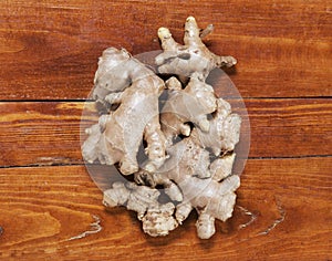Ginger pile on wood