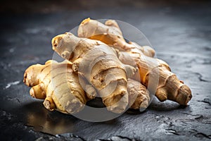 Ginger Root Ã¢â¬' Close-Up of a Large Piece on a Dark Background