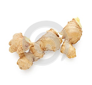 Ginger root food ingredient on white