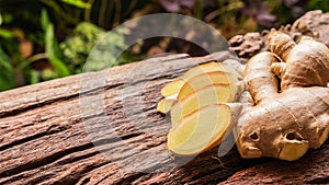 Ginger root - Fresh ginger root and sliced